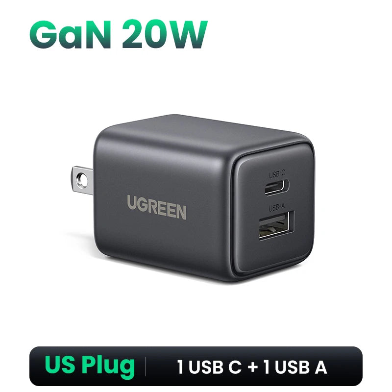 UGREEN 20W GaN Charger PD3.0 QC3.0 Mini USB C Phone Charger For iPhone 18 17 16 Pro Max Samsung S26 Xiaomi Tablet iPad Air Pro