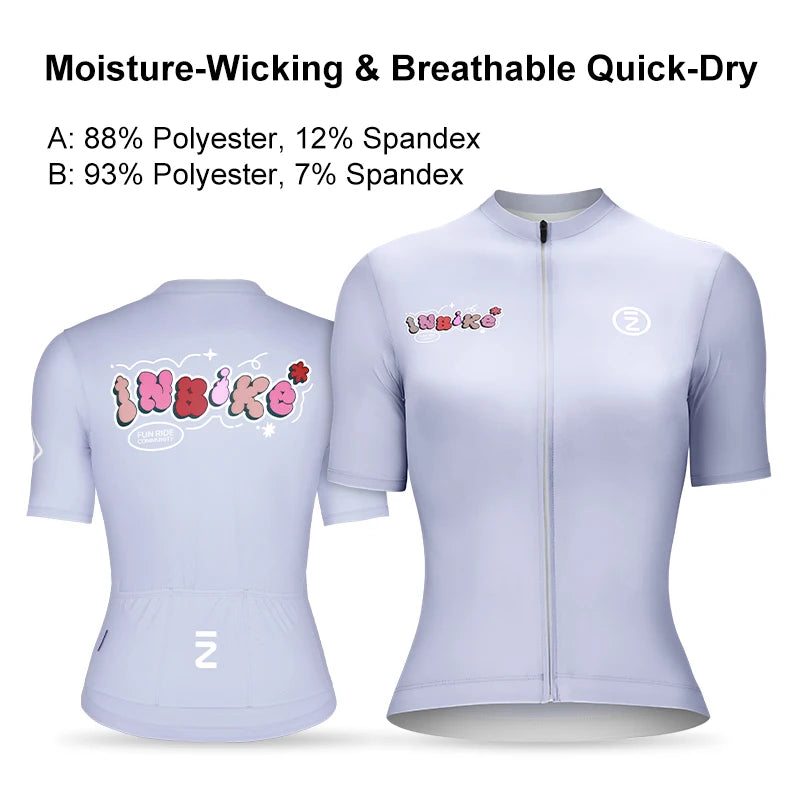 INBIKE Women's Cycling Jersey Short Sleeved Moisture-Wicking Bike Top Shirt Clothing Quick Dry Bicycle Jersey for MTB Cycling