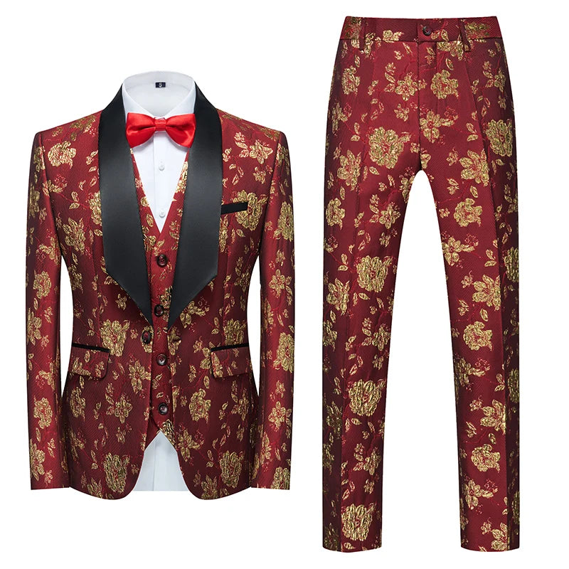 2026 New Men's Purple Suit 3-Piece, Wedding Party Dress Jacket and Vest with Trousers, Asian Size Slim-Fit Sets. M-6XL