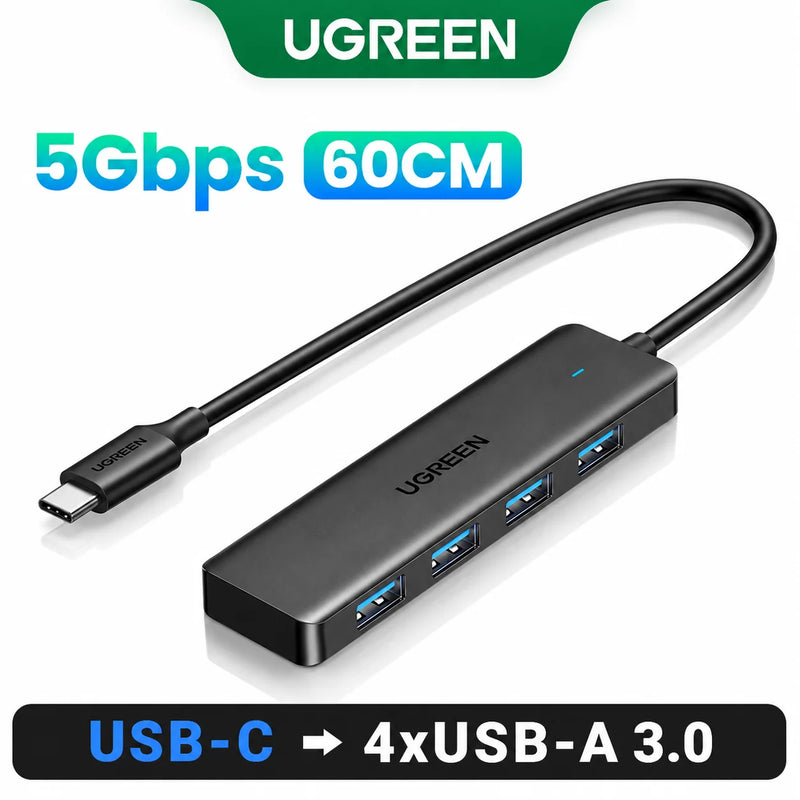 UGREEN USB 3.0 HUB 4 Ports USB-C HUB Slim for Mouse Keyboard Compatible with MacBook Pro Air Laptop Desktop PC Xbox PS5 Splitter