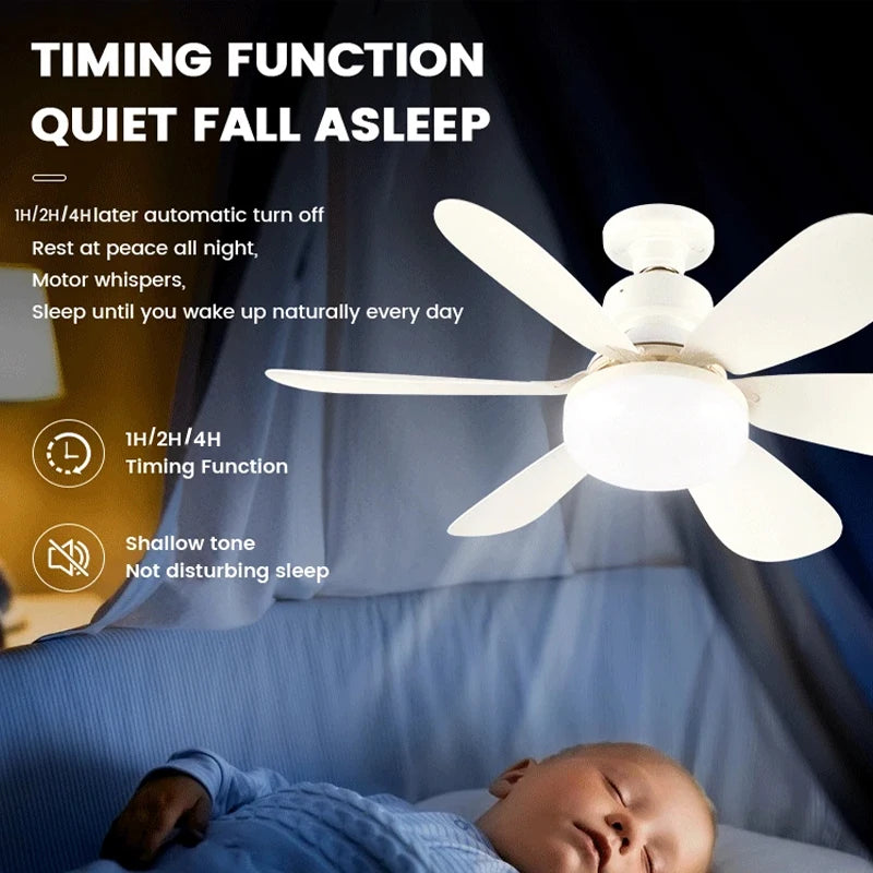 Home E27 Base Ceiling Fan Light with 30W/40W LED Night Light Adjustable Lighting Mode Remote Control High Wind Power Ceiling Fan