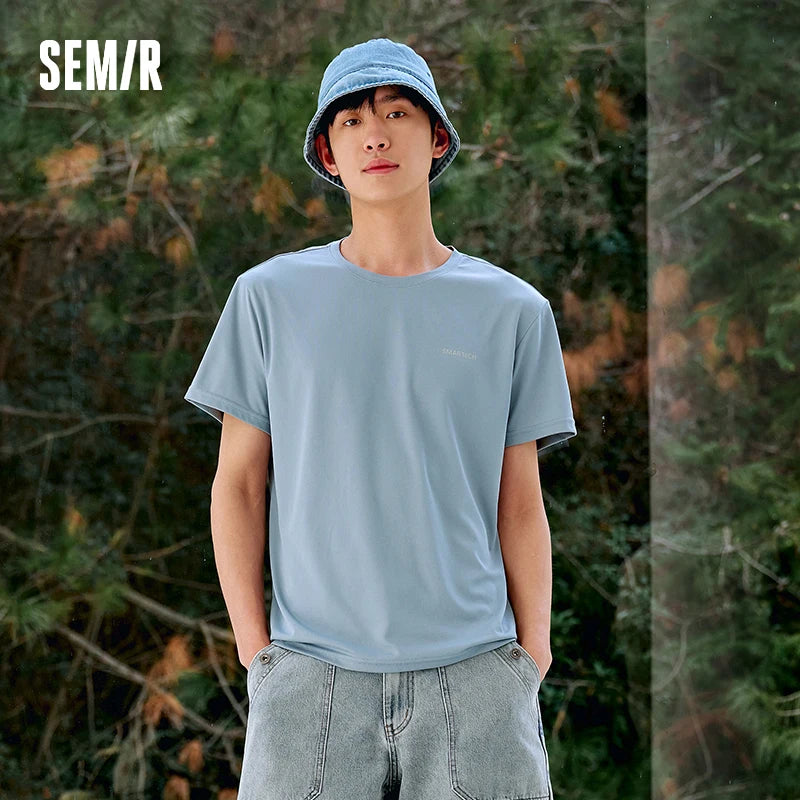Semir Men Tshirt Moisture Wicking Sport Letter Print Crew Neck Antibacterial Knit 2026 Summer Soft Comfy Sport Top