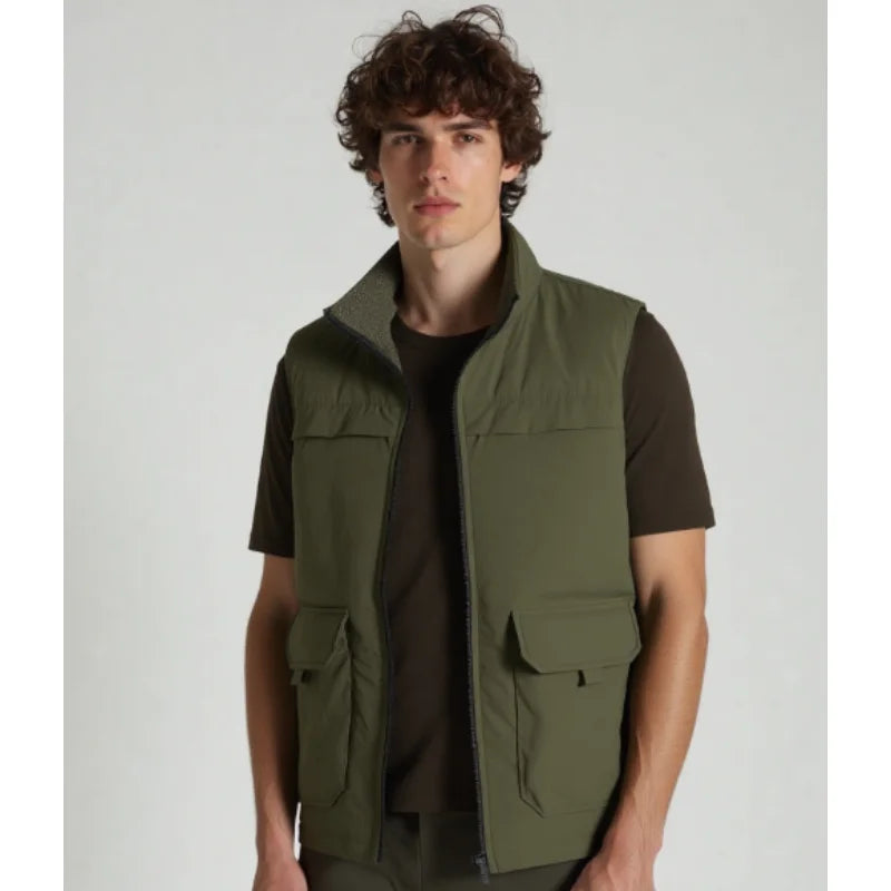 2025 Large size  Autumn and winter casual workwear double-sided vest men's waistcoat outdoor multi-pocket photography vest