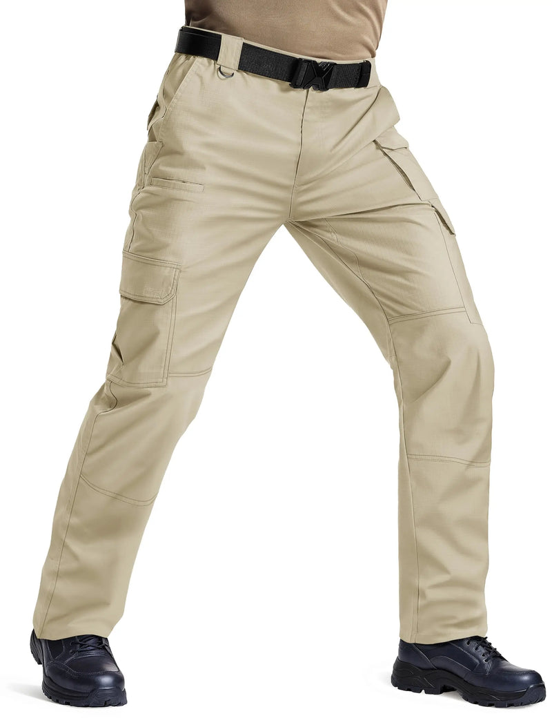 TACVASEN Mens Cargo Work Pants Hiking Tactical Waterproof Trousers Ripstop Breathable Stretch Pants with 8 Pockets(No Belt)