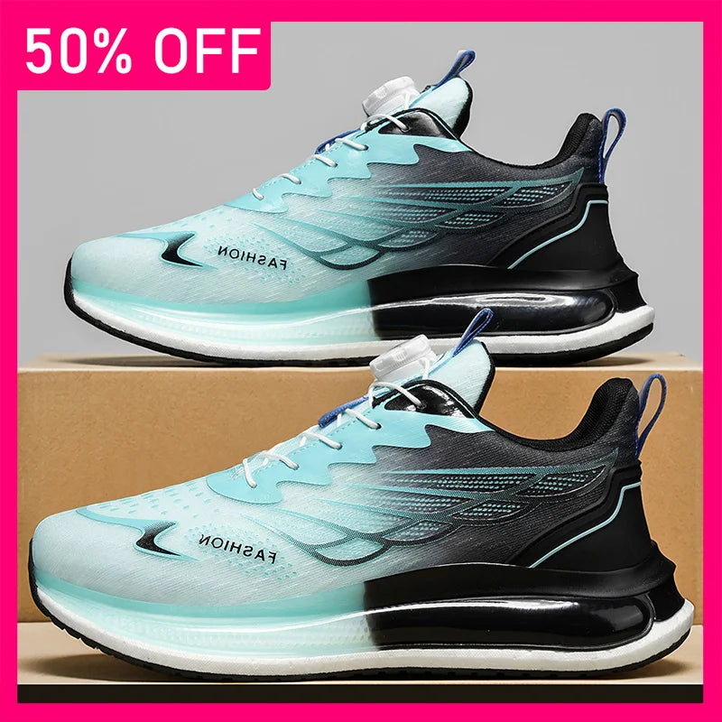 Men Sports Shoes New Rotating Buckle Trendy Mesh Breathable Lightweight Casual Shoes Spring Outdoor Jogging Shoes for Men