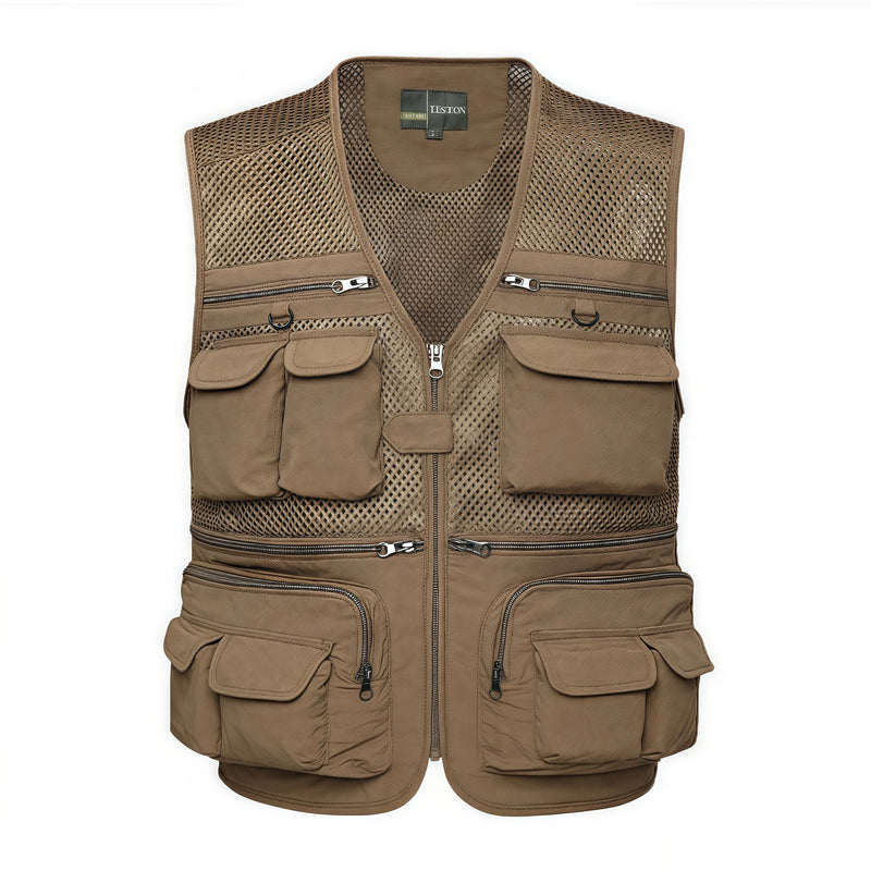 Fishing Vest Breathable Fishing Travel Mesh Vest with Zipper Pockets Summer Work Vest for Outdoor Activities