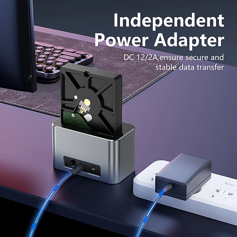 ស្ថានីយ៍ចត HDD SSD Blueendless សម្រាប់ M.2 PCIE NVMe និង M.2 SATA និង 2.5'/3.5' SATA SSD/HDD ជាមួយ USB3.2 HUB HDD/SSD Enclosur