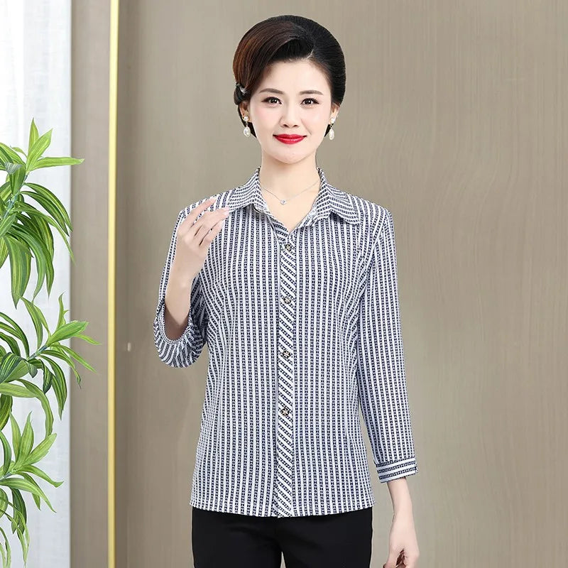 អាវ យឺត ឆ្នូត បោះពុម្ព ទាន់សម័យ សម្រាប់ នារី ថ្មី សម្រាប់ រដូវក្ដៅ អាវ កាឌីហ្គែន ដៃ ពាក់កណ្តាល ក បែប ប៉ូឡូ ថ្មី សម្លៀកបំពាក់ នារីៗ