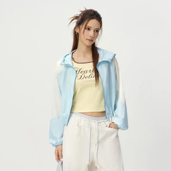 អាវក្រៅស្ត្រី Semir ពណ៌ប្លុកការពារកាំរស្មីយូវី មានអារម្មណ៍ត្រជាក់ រលុង ប្រវែងខ្លី ស្រស់ ទាន់សម័យ ម៉ូដរដូវក្តៅឆ្នាំ ២០២៦