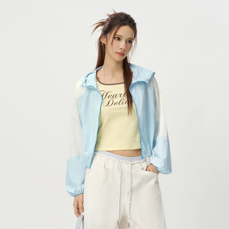 Semir Women Jacket Color Block UV Protection Cool Feeling Loose Short Length Fresh Trendy 2026 Summer Fashion Top