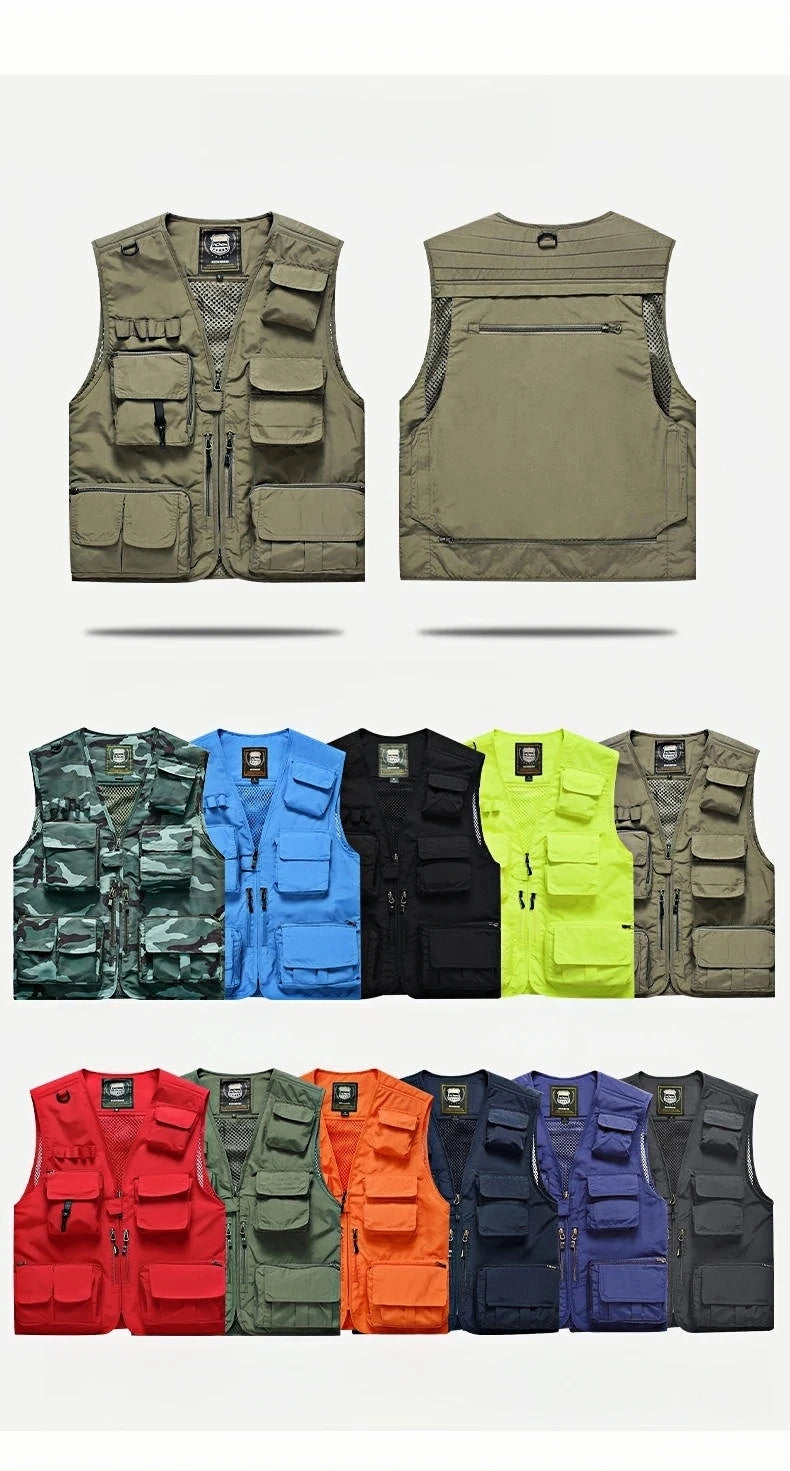 New  Custom Logo Vest Photography Workwear Vest Summer Reversible New Multi-Pocket Breathable Outdoor Vest