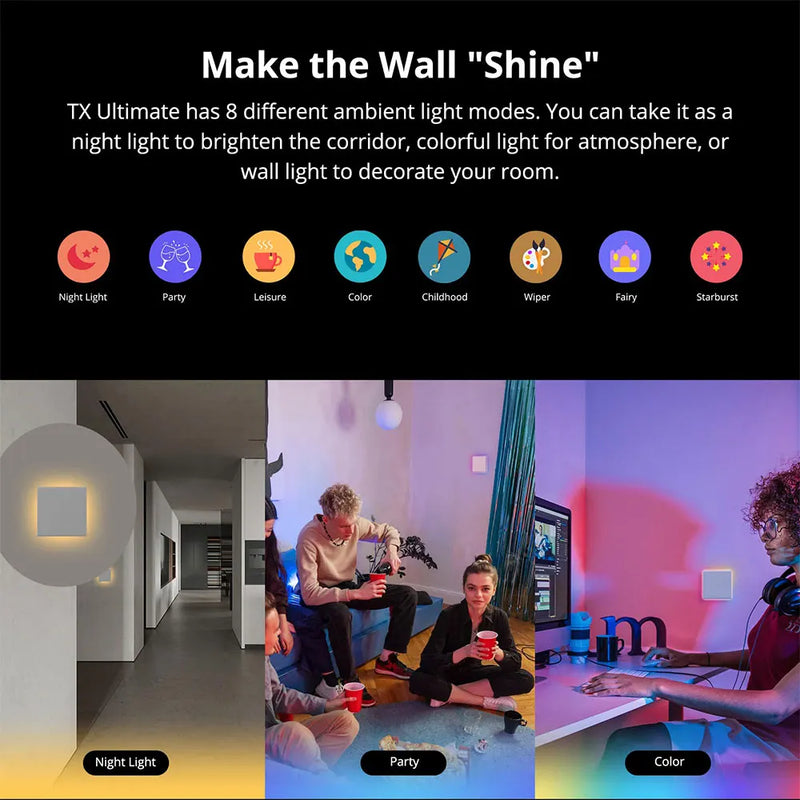 SONOFF TX Ultimate Smart WiFi Wall Switch Full Touch Access LED Multi-Sensory eWeLink Remote Control via Alexa Google Alice