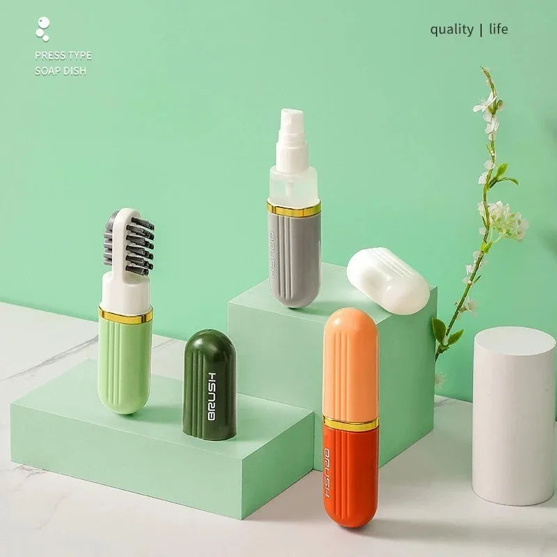 1pc Portable Multifunctional Double-sided Shoe Brush,Not Hurt The Soft Hair of Shoes. Household Travel Liquid Cleaning Brush.