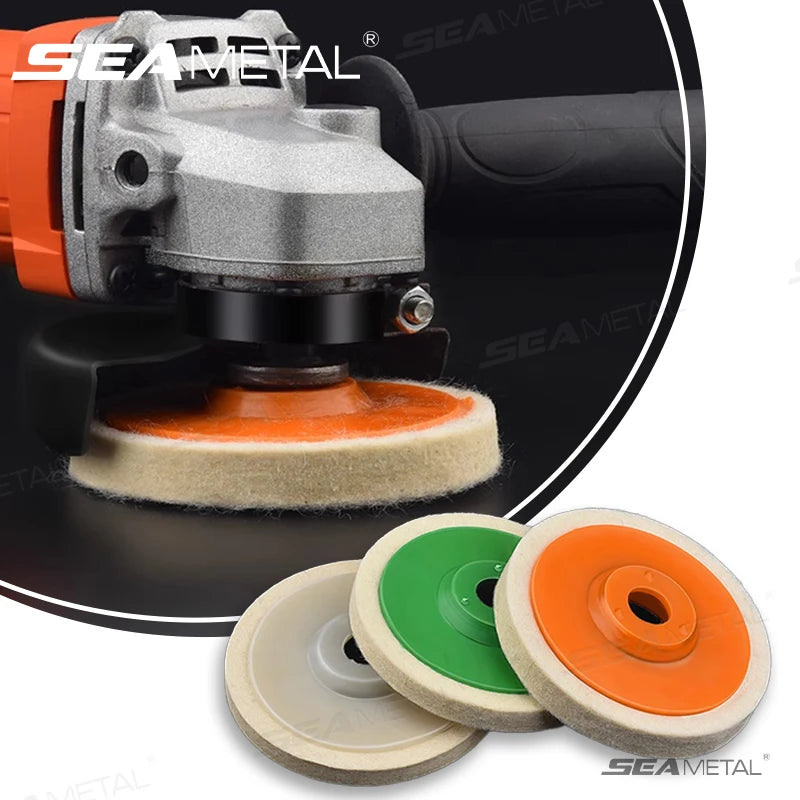 SEAMETAL 3pcs 4 inch Wheels Polishing Pad Kits Wool Auto Grinding Disc Angle Grinder Polishing Disc Rust Removal Car Accessories