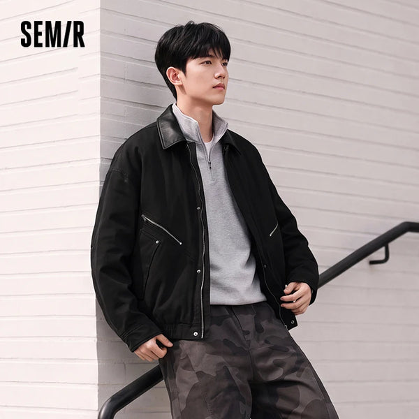 អាវក្រៅ Semir សម្រាប់បុរស រចនាបថទំនើប សម្លៀកបំពាក់ធ្វើការ លាងសម្អាត កអាវធំ សម ពាក់ប្រចាំថ្ងៃរដូវរងាថ្មី ឆ្នាំ២០២៦