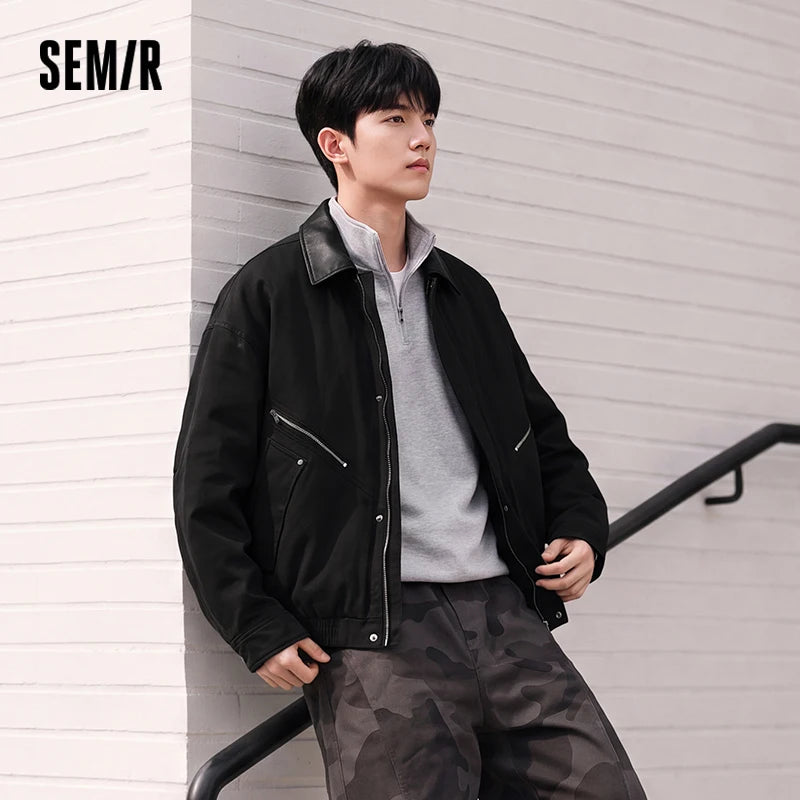 Semir Men Padded Jacket Modern Style Workwear Washed Finish Oversized Fit Turn Down Collar 2026 New Winter Daily Wear