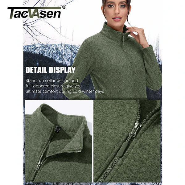 TACVASEN Spring/Autumn Lightweight Fleece Jackets Womens Sports Warm Sweatshirts Thermal Casual Turtleneck Sweater Coats Tops