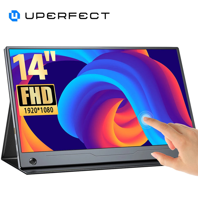 UPERFECT Portable Touch Screen Monitor 14" 1080P FHD HDMI Desktop Computer Laptop Extend Display w/ Sensitive Fingertip Control