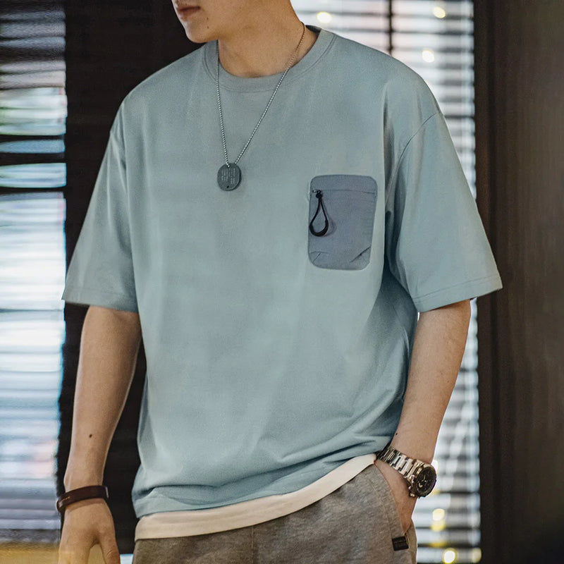 អាវយឺតដៃខ្លី Maden Casual Sorona Cool មានខ្យល់ចេញចូលបាន អាវយឺតប្រឆាំងបាក់តេរី មានហោប៉ៅ សម្រាប់បុរស រដូវក្តៅ កំពូលកីឡា អាវយឺត