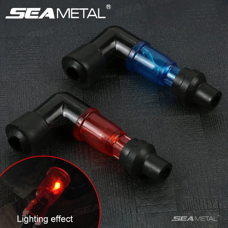 SEAMETAL Universal Motorcycle Ignition Spark Plug Cap 90 Degree Motorcycle Flashing Spark Plug Caps Covers for Motorbike Scooter