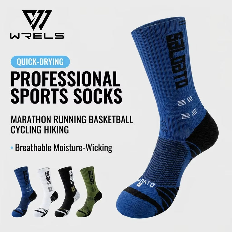 WRELS 1/2/3 Pairs Tennis Socks Anti-Odor Sports Socks Moisture-Wicking Arch Ankle Support Running Basketball Training Socks