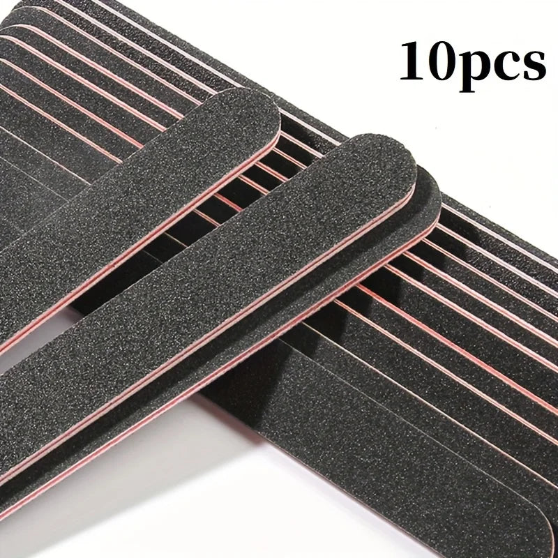 5/10/20pcs Professional Double-Sided Nail File Set,Black Matte Board Manicure and Sanding Tools 100/180 Grit,Washable Dual-Sided