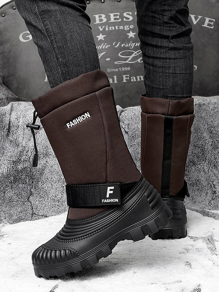 Men's high-top casual snow boots winter warm velvet cotton boots soft sole non-slip comfort outdoor walking thicken work boots