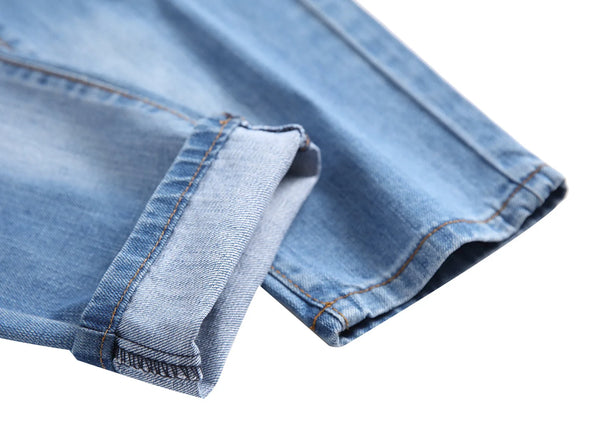 New Spring 2027 Men's Ripped Jeans, Blue Denim Pants for Summer and Fall, Asian Sizes 28–42.
