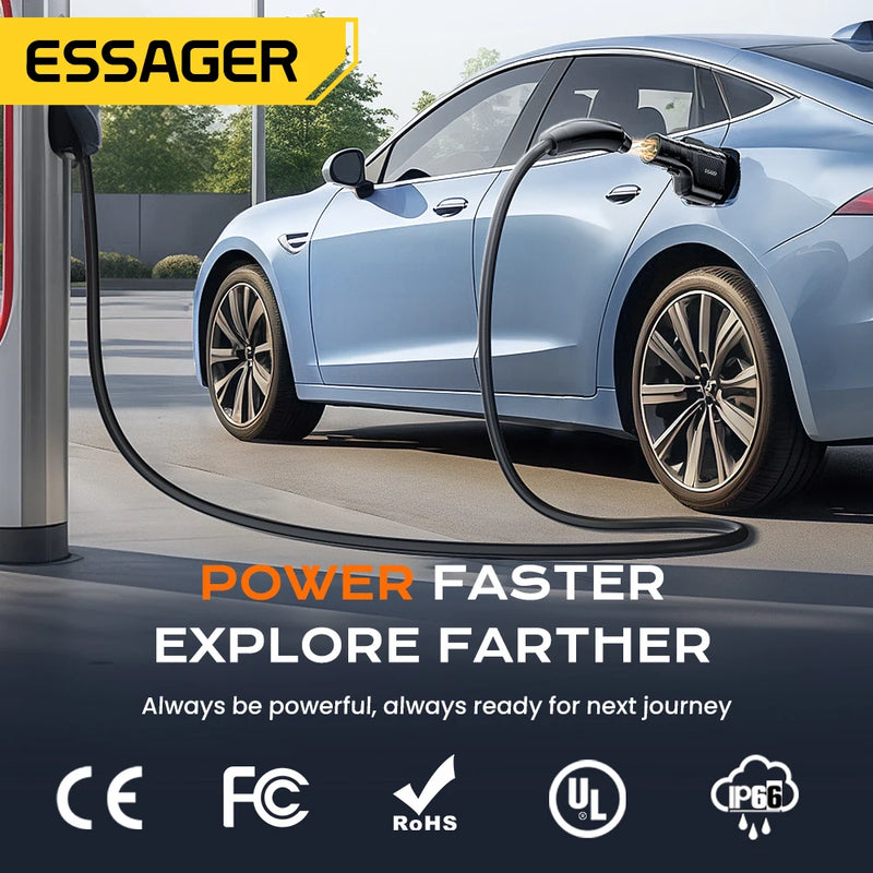 អាដាប់ទ័រ Essager NACS ទៅ CCS1 សមសម្រាប់ប្រព័ន្ធចាក់សោរស្វ័យប្រវត្តិរបស់ Volvo Ford សម្រាប់អាដាប់ទ័រសាកថ្ម Tesla Supercharger សមសម្រាប់ Tesla V1/V2/V3/V4 DC