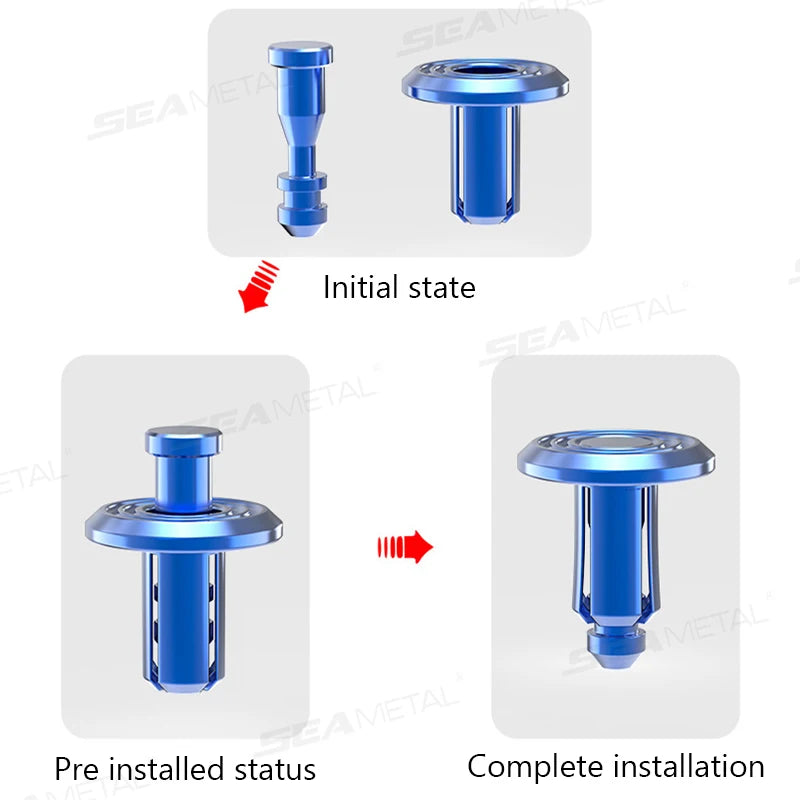 SEAMETAL 5/10PCS 6mm Motorcycle Expansion Buckle Aluminum Alloy Electric Vehicle Screw Nuts for Replacing Shell Buckle Accessory