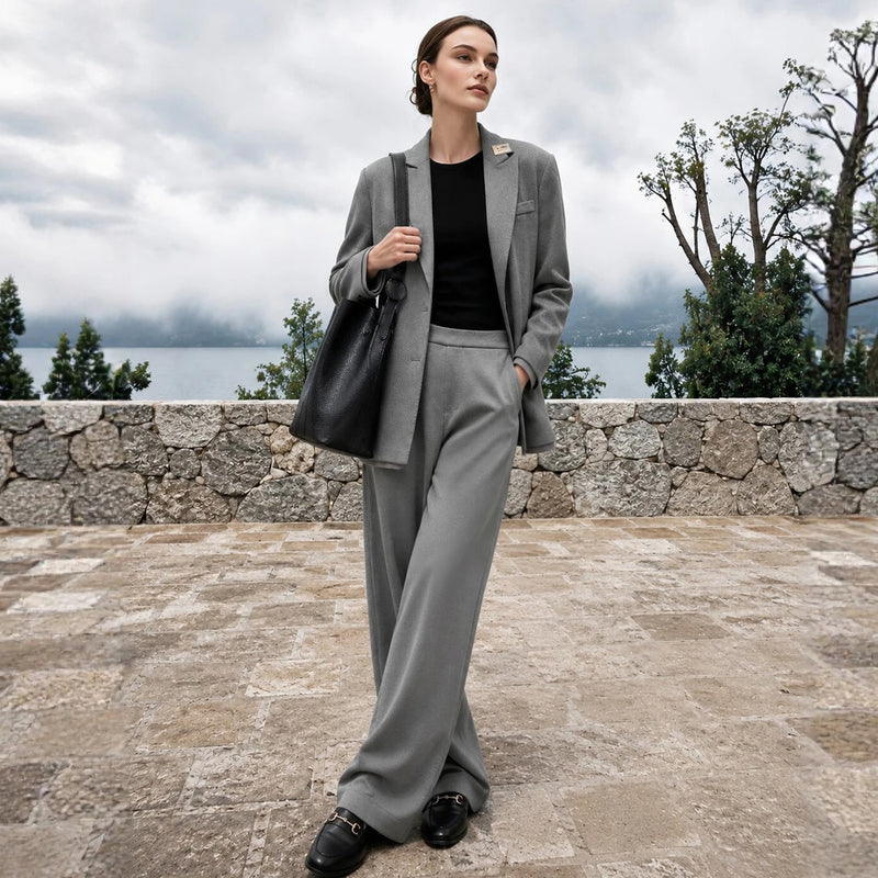Amii Wide Leg Women's Pants 2026 Autumn New Air Layer Flowy Casual Trousers Loose Daily Elastic Waist Women's Clothing 12623009