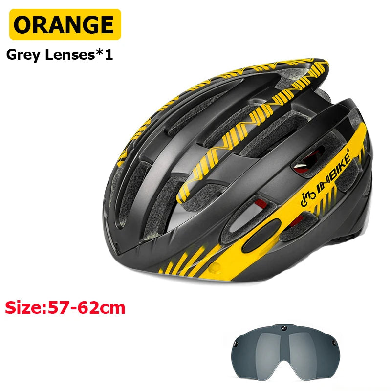 INBIKE Bicycle Helmets for Men with Lights Ultralight Outdoor Riding Magnetic Goggle Helmet Cycling Helmet Man Bike Accessories