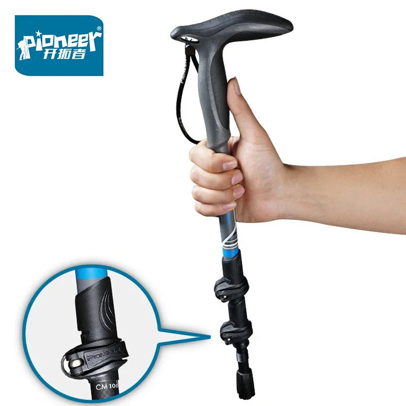 Pioneer 1pcs Trekking Poles Hike Walking Stick Nordic Walking Cane Carbon Fiber Ski Camp Telescopic Baton Outdoor Hiking XDL010
