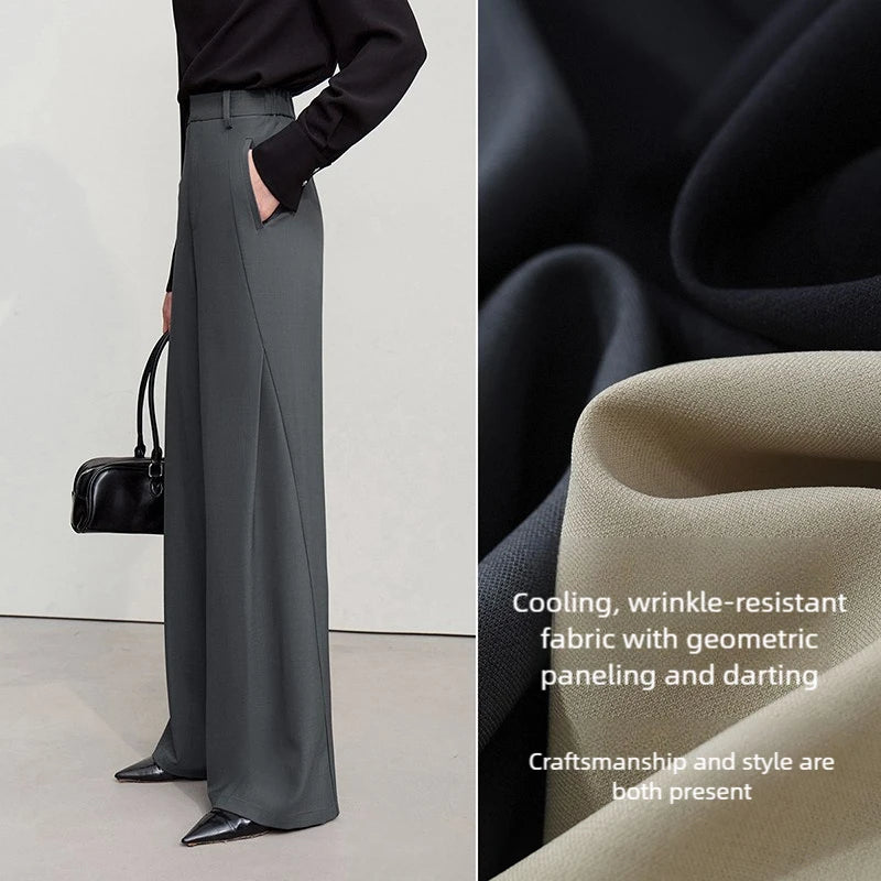 Amii Women's Loose Pants 2026 Autumn New Minimalism Commuter Anti-wrinkle Casual Pants Female Solid Wide Leg Trousers 12621034