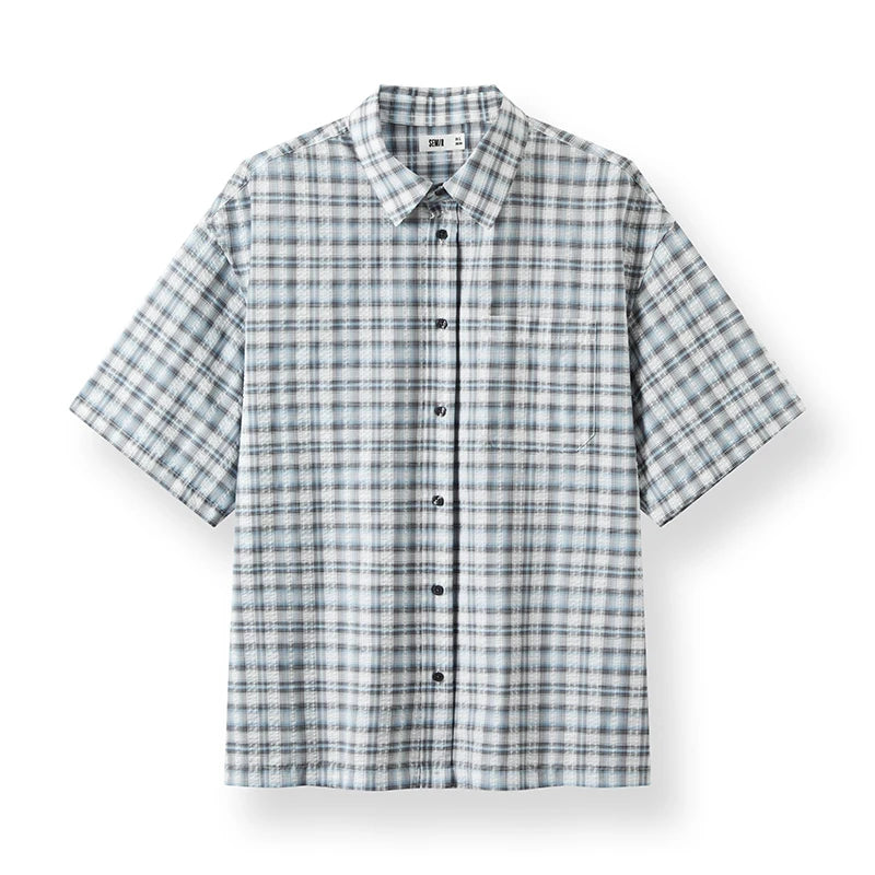 Semir Mens Shirt 2026 Loose Plaid Lapel Fashion Patch Pocket Casual Versatile Soft Daily Wear