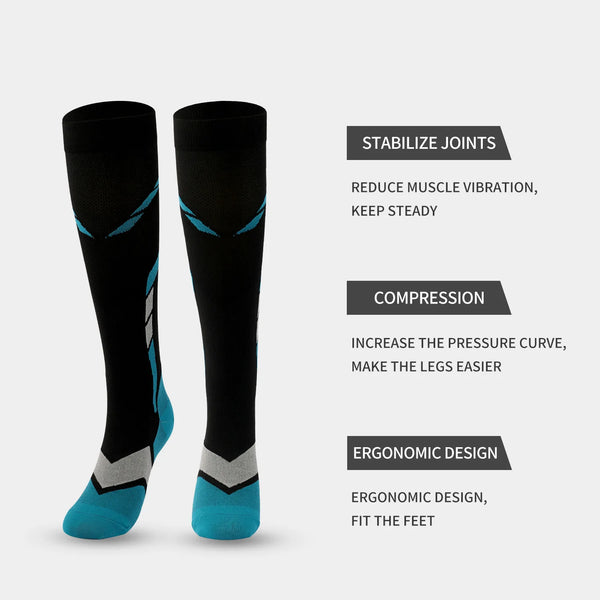 WRELS 1/2/3 Pairs Compression Socks Arch Support Athletic Socks Men Women Knee High Elastic Breathable Running Cycling Socks
