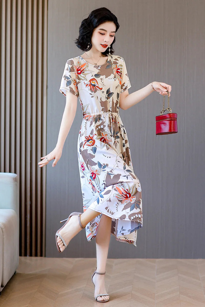 អាវទ្រនាប់សម្រាប់នារី XL-6XL អាវទ្រនាប់រដូវក្តៅដៃខ្លី បោះពុម្ពលើក្រណាត់កប្បាស សម្រាប់ម្តាយវ័យកណ្តាល