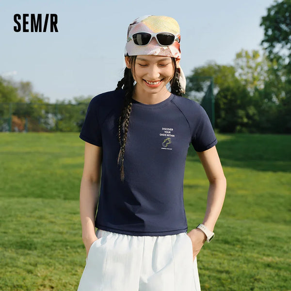 អាវយឺត Semir សម្រាប់ស្ត្រី ស្រូបសំណើម ការពារកាំរស្មីយូវី ដៃអាវ Raglan រដូវក្តៅ ឆ្នាំ២០២៦