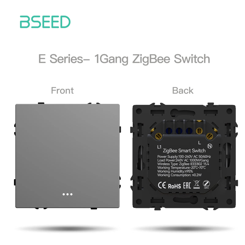 BSEED Zigbee Button Switch 1/2/3/4Gang Switch Module Smart Light Switch DIY Part Plastic Frame Smart Socket Part Tuya Smart Life