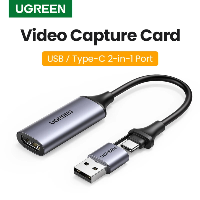 【NEW-IN】UGREEN Video Capture Card 4K HDMI to USB/USB-C HDMI Video Grabber Box for PC Computer Camera Live Stream Record Meeting