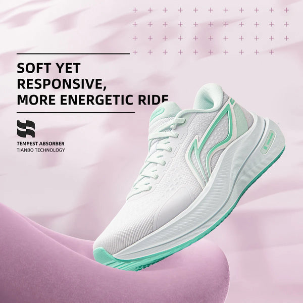 ស្បែកជើងរត់ Li-Ning សម្រាប់នារី YUEYING 5 Optimized Cushion ជាមួយនឹងប្រអប់ម្រាមជើងធំទូលាយ TEMPO BOUNSE ស្បែកជើងប៉ាតា Lining ឆ្លុះបញ្ចាំង ARHW004