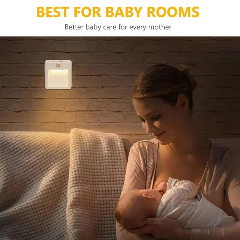 Plug in LED Motion Sensor Night Lights for Kids Bedroom Auto Dusk to Dawn Sensor Dimmable Stair Cabinet Bedside Kitchen Lamp