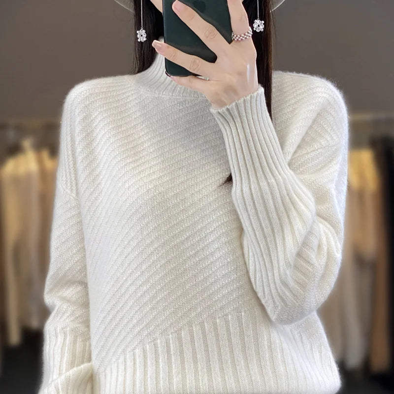 Female Clothing Turtleneck Warm Sweaters & Jumpers Women's Tops Spring Autumn Pullover Shirt Winter Knitwear Woman Clothes