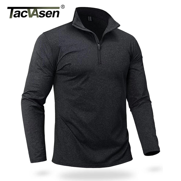 TACVASEN Spring/Fall Thermal Sports Sweater Men's 1/4 Zipper Tops Breathable Gym Running T Shirt Pullover Male Activewear