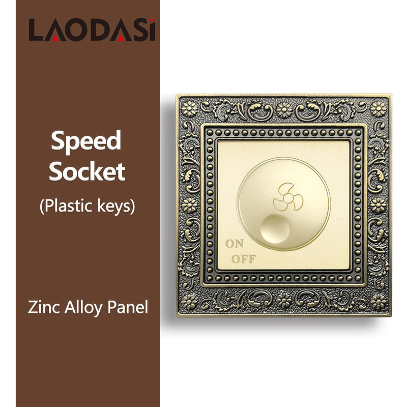 Deopoguye Vintage EU FR UK Light Switch Socket,Europe Standard Metal Zinc Alloy Push 1/2/3Gang Switch Panel for Home Improvement