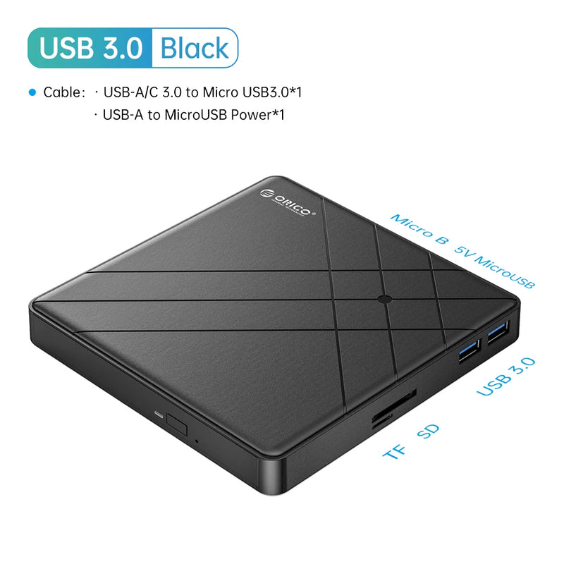 ORICO 100GB Blu-ray Portable BD CD Player CD-ROM Player CD Burner Writer Reader for PC Laptop Windows blu ray Player 4K