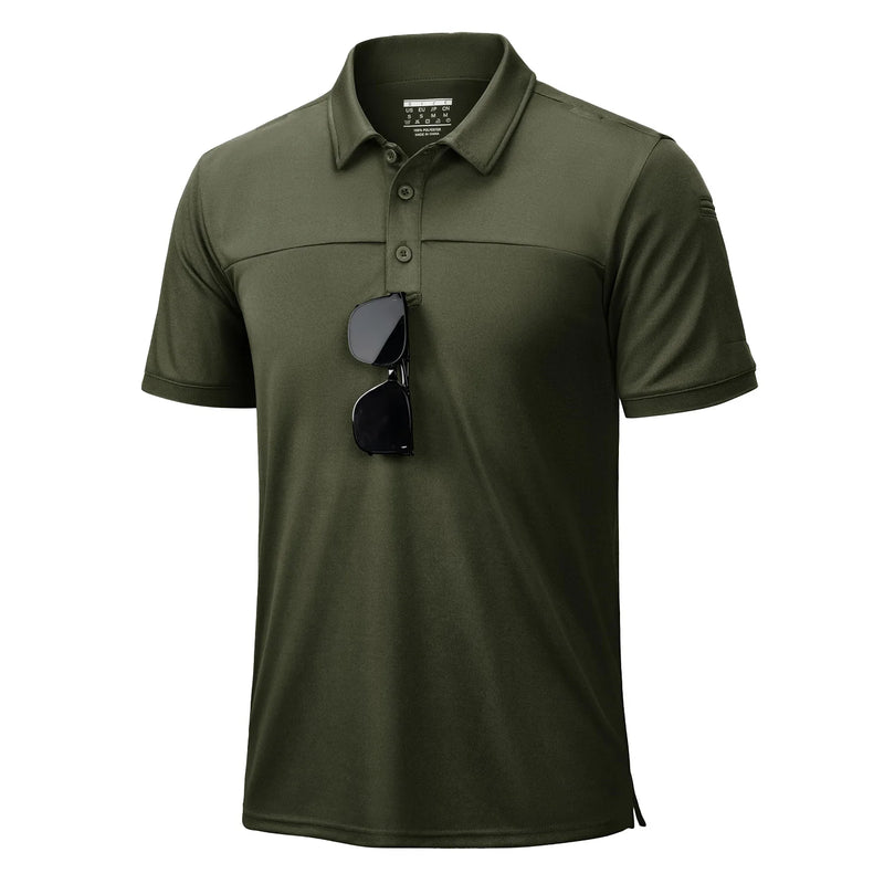 TACVASEN Men's Tactical Polo Shirt UPF 50+ Sun Protection Quick Dry Short Sleeve Shirt Moisture Wicking Outdoor Hiking Polo
