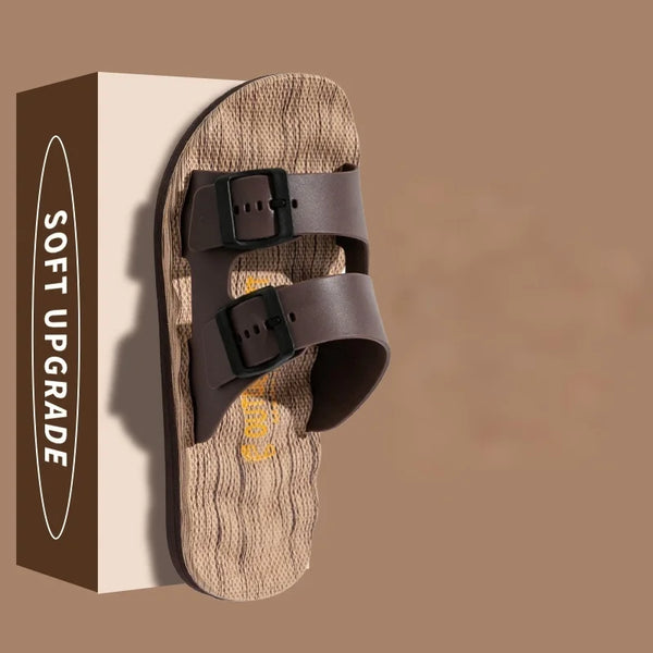 Men Summer EVA Slide Sandals Adjustable Double Buckle Slippers Massage Insole Non Slip Open Toe Casual Shoes Beach Shower Indoor