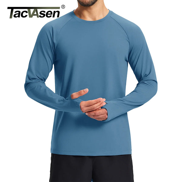 TACVASEN Men's Long Sleeve Shirts Dry Fit Breathable Workout Running Athletic Moisture Wicking Casual Tshirts with Thumb Holes
