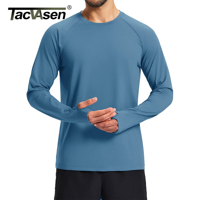 TACVASEN Men's Long Sleeve Shirts Dry Fit Breathable Workout Running Athletic Moisture Wicking Casual Tshirts with Thumb Holes